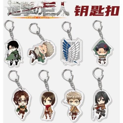 Anime Keychain Attack on Titan Double-sided Acrylic Keychain Levi Ackerman Eren Jaeger Key Chain Pendant Cosplay Prop Accessorie