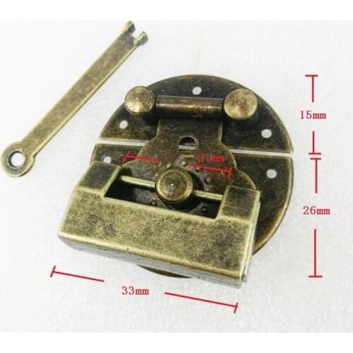Antique Chinese Furniture Hardware Iron Handle Lock Hasp Jewelry Wooden Box Locking Buckle Lock Furniture,41mm
