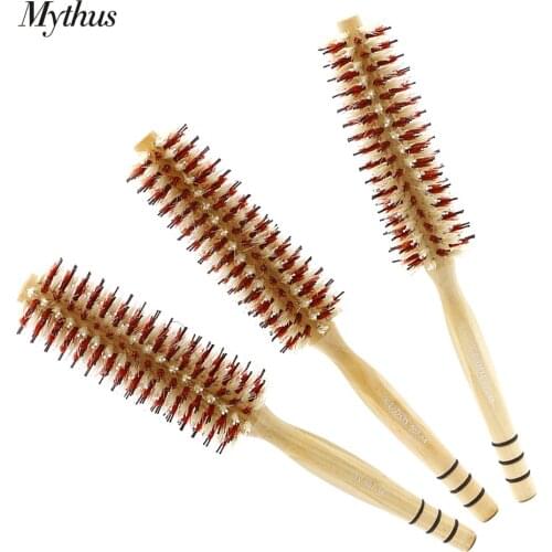 Antistatic Hairdressing Salon Radial Curling Comb Nylon Wood Round Brush Hairdresser Hair Styling Tool DIY Hair Straigting Combs