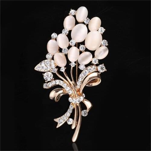 Noble Crystal Flower Wheat brooch pins For Women Hijab Pin Fashion Jewelry Girl Gift Clothing Sweater Decoration