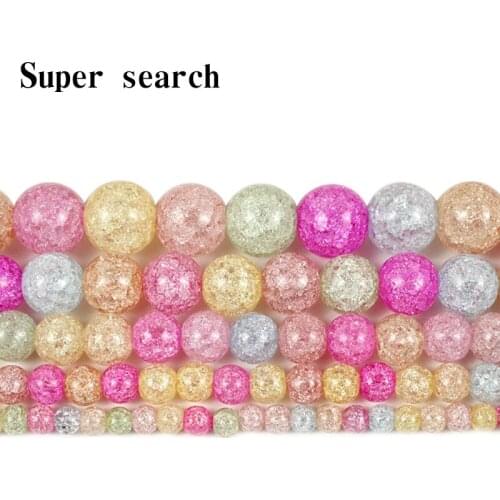 Natural Stone Beads Multicolor Cracked Quartz Round Beads For Jewerly Making4 6 8 10 12mm Crystal Beads Diy Bracelet Wholesale