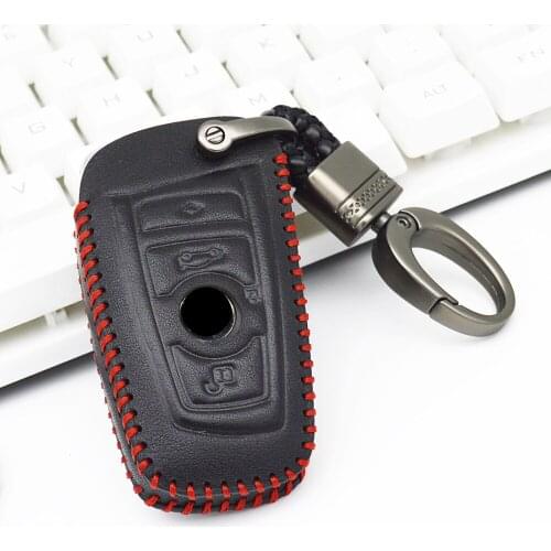 Genuine Leather Smart Key Case Cover for BMW 525li New 3 Series 5 Series 7 Series X6 X3 X4 Car Key Shell Keychain Holder Ring