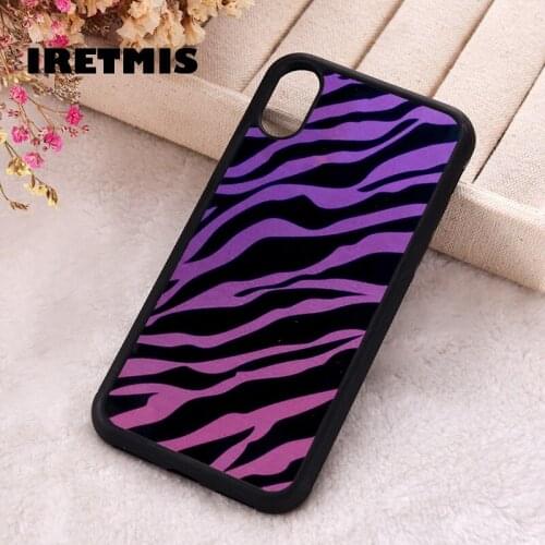 Iretmis 5 5S SE 2020 Phone Cover Case for iPhone 6 6S 7 8 Plus X Xs XR 11 12 Mini Pro Max Rubber Silicone Zebra Print Purple
