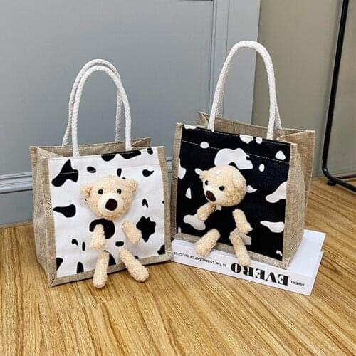 Hand Carry Portable Lunch Box Bento Canvas Bag Out Fashion Korean Ins College Student Class Handbag Cosmetic Bag