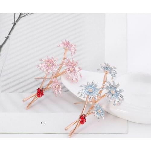 Enamel Pin Blue Flower Nice Brooch Bag Clothes Lapel Pin Button Badge Pink Gift For Best Friends Animal Jewelry