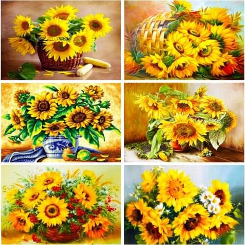 EverShine 5D DIY Diamond Painting Sunflower Bead Embroidery Diamond Mosaic Full Square Floral Cross Stitch Handmade Hobby Gift
