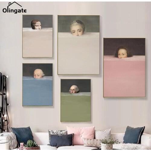 Nordic Paintings Spoof Creative Portrait Pictures Wall Decoration Canvas Art Prints and Posters for Living Room Home Decor