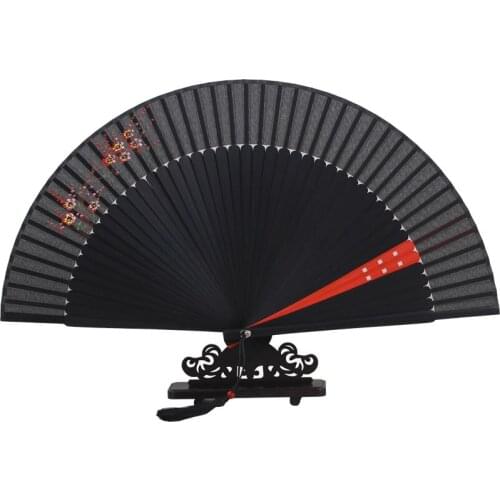 Hand-painted Patchwork Chinese Fan Women Decorative Traditional Craft Bamboo Folding Fan Handheld Portable Silk Fans for Wedding