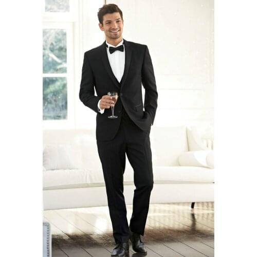 Handsome Groom Tuxedo Groomsmen Black Wedding/Dinner/Evening Suits Best Man Bridegroom (Jacket+Pants+Tie+Vest) B50