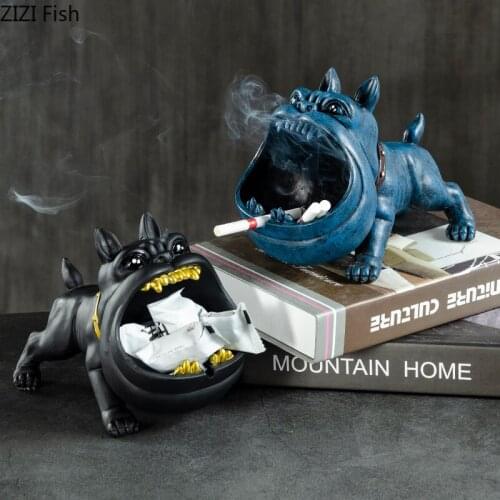Creative Resin Animal Cartoon Dog Ashtray Multifunctional Small Object Storage Household Large-capacity Car Windproof Ashtray