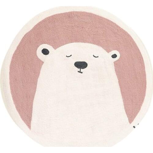 Nordic INS Style Round Area Rugs Kids Children Play Tent Non-Slip Floor Mat Cute Cartoon Bear Bedroom Bedside Soft Shaggy Carpet