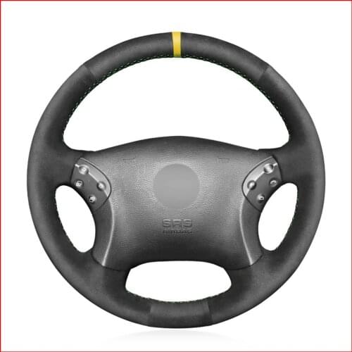 MEWANT Black Suede Car Steering Wheel Cover for Mercedes Benz W203 C-Class 2001 2002 2003 2004 2005 2006 2007 Accessories