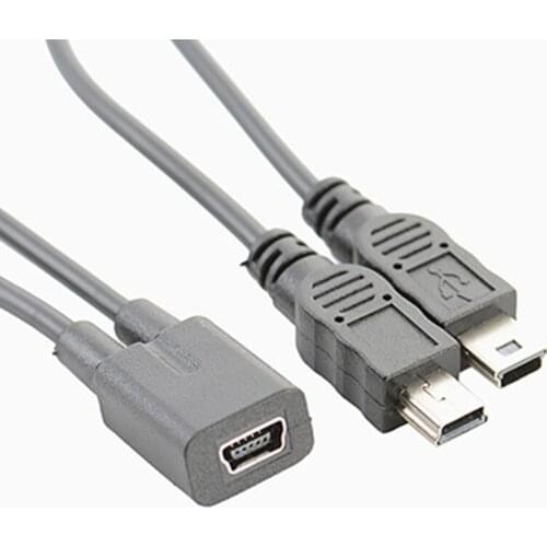 Mini USB 1 to 2 Y Splitter Cable,USB 2.0 Mini 5-Pin Female to Double 2 Male Converter High Speed Charging Cable Cord