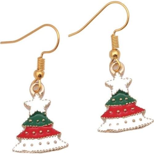 Fashion Creative Oil Dripping Star Earrings For Women Gift Cute Christmas Tree Pendant Earring For Girls Accessories