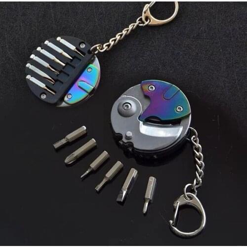 Multitool with Keychain 7 in 1 Stainless Steel Multifunctional Mini Tool Coin Pocket Knife with Screwdriver Set, Bicycle Repair