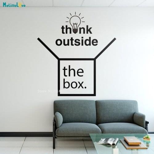 Think Outside The Box Office Wall Stickers Decals New Design Light Bulb Home Decoration Removable Vinyl Murals Office YT1452