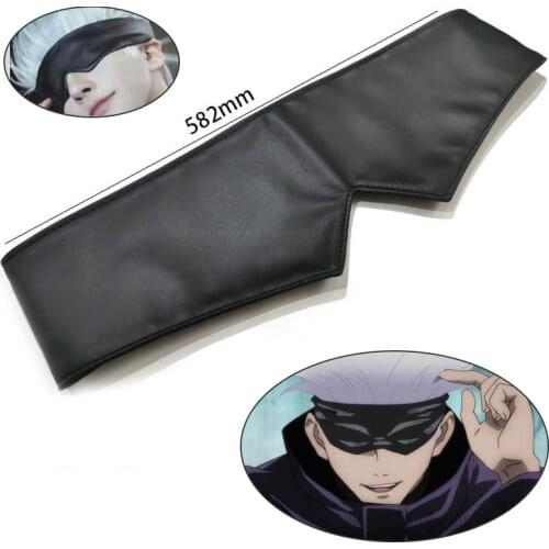 New Anime Jujutsu Kaisen Cosplay Gojo Satoru Black Eye Patch Props Headwear Eye Wear Leather Cloth Material Cosplay Accessories