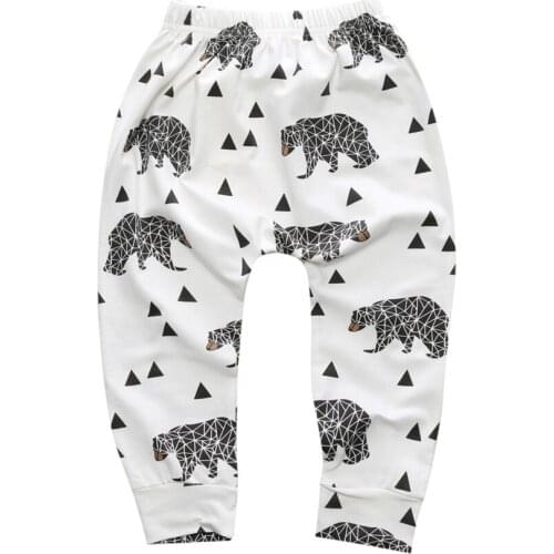 New Baby Boys Pants Fashion Lattice PP Pants Cotton Cartoon Baby Girls Harem Pants Kids Baby Casual Leggings Base Trouser 0-3Y