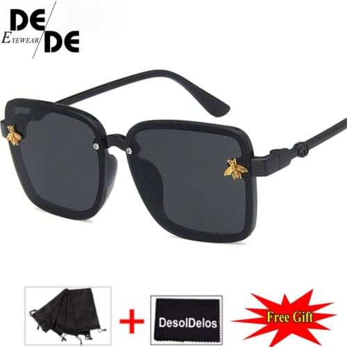 Boys Girls Colorful Gradient Tint Lens Oversized Bees Decoration Square Sunglasses Kids Cool Eyewear Glasses 2019 New Fashion