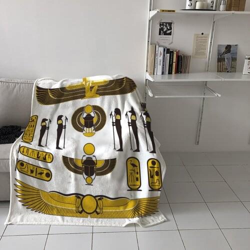 Ancient Egypt Symbol Egyptian Throw Blanket Home Sofa Decor Blanket Portable Soft Bedspread Microfiber Flannel Blankets for Beds