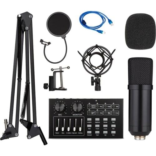 JAYETE bm 800 Professional Condenser Microphone Kit Studio Recording Microfone Mic For Computer Karaoke Bm800 Mic+Sound Card Set