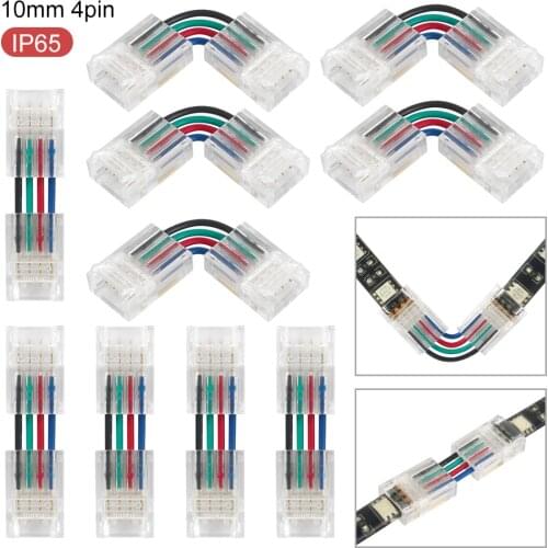 LED Strip Connector 4 Pin 10mm Right Angle Adjustable /H shape Connector For 3528/5050 SMD RGB LED Strip Lights 90 Degree Corner