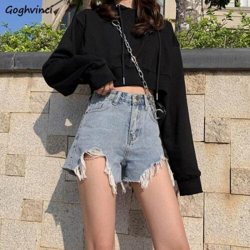 Shorts Women Summer Denim Holes Ripped Vintage High-waist Womens Slim A-line Wide-leg Trendy Ulzzang All-match Fur-lined Chic