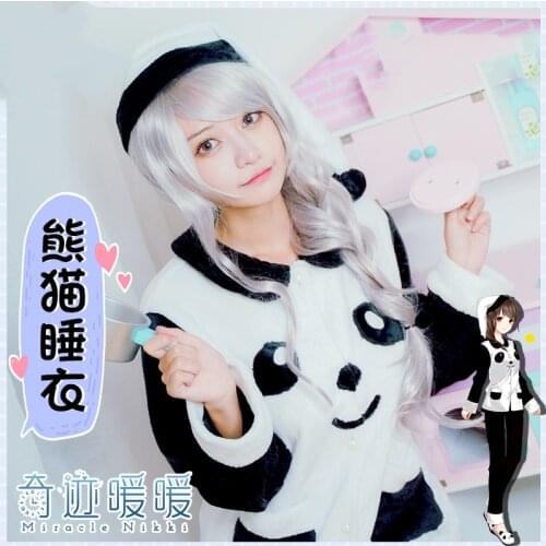 [STOCK] Anime Miracle Nikki Panda Suit Lovely Sleepwear Cosplay Costume Tops+pants+hat+shoes Unisex Halloween Free Shipping 2019