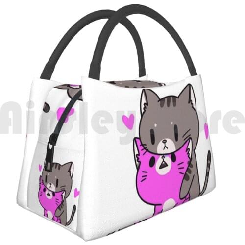 Cooler Lunch Bag Picnic Bag Love Et Affection Kitten Kitty Cat Cats Black Animal Vegan Spiritual Cartoon