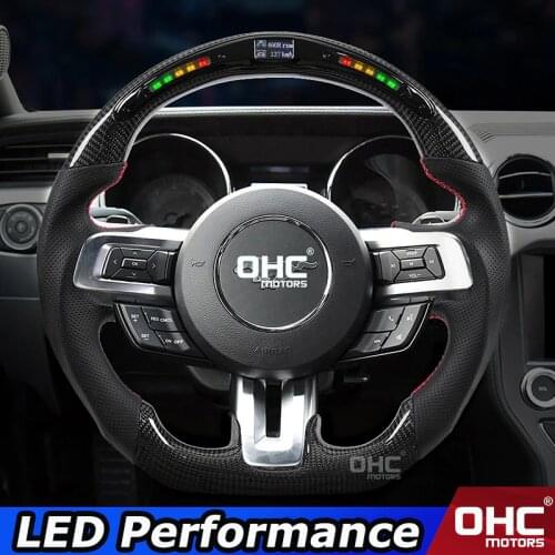 Real Carbon Fiber LED Steering Wheel compatible for Ford Mustang OHC Motors LED Performance LED Display Steering Wheel
