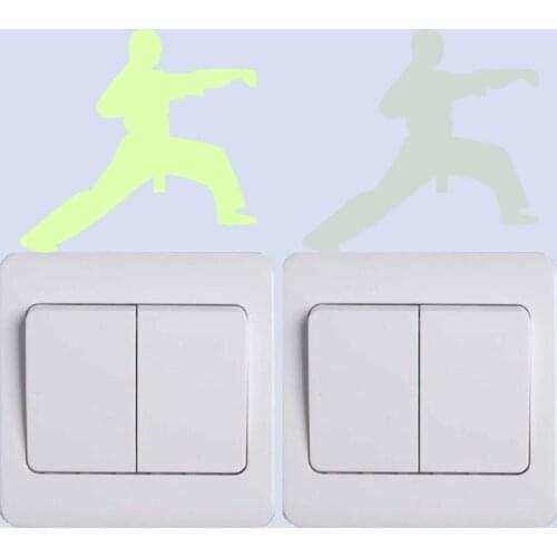 Taekwondo Luminous Vinyl Switch Sticker Home Decor Glow in the Dark Sports Wall Stickers Kids Children Bedroom Decorative Decals