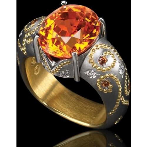 Vintage Wholesale Jewelry Mens Jewellery Stranger Things Aesthetic Accessories Vintage Rings Chunky Rings Orange Metal Gem Ring