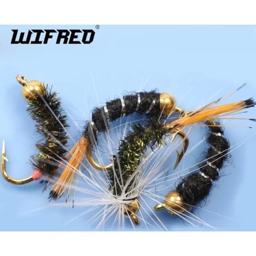 Wifreo 40PCS 12# Caddis Pupa Larva Midge And Buzzers Bead Head Nymphs Flies Salmon Trout Fly Fishing Lures With Free Box