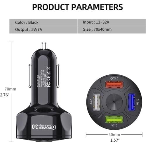 50LC 4 Ports 3 USB Car Charger Quick Charge 3.0 Universal Fast Charging in car 4 Port Mobile Phone Charger