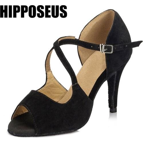 Hipposeus Girls Latin Dance Shoes for Woman Ladies Ballroom Modern Tango Dancing Shoes High Heels Performance Shoe Salsa Sandral