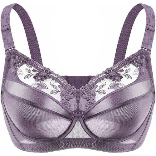 Womens Full Figure Lace Non Padded Underwire Minimizer Bra Plus Size 34 36 38 40 42 44 46 48 B C D E F G H
