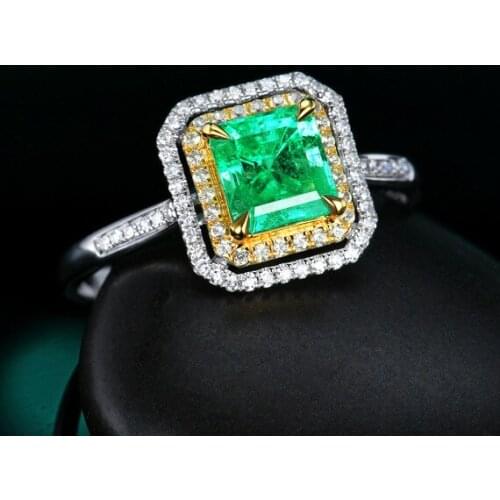 Luxury Princess Cut Green Gems Bride Ring Multicolor Crystal Zircon Cocktail Party Women Ring Engagement Ring Fine Jewelry Gifts