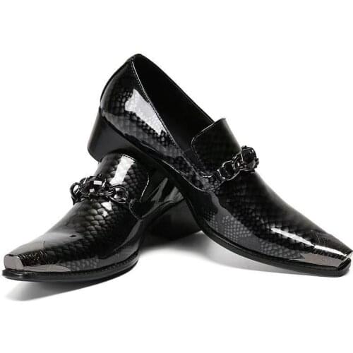 Snake Skin Print Fashion Formal Man High Heels Wedding Party Oxfords Classic Design High Quality Men Shoes Brogue Real Leather