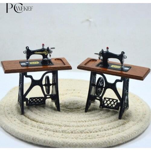 1 PC Dollhouse Decor Miniature Furniture Wooden Sewing Machine Dolls House Toys
