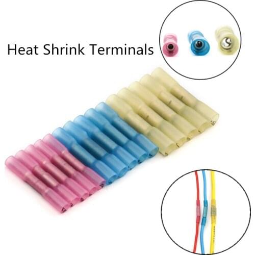10PC Heat Shrink Butt Terminals Insulated Butt Electrical Splice Wire Connectors Cable Crimp Terminal Connector AWG 22-10 Kit