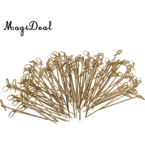 100 Pieces Bamboo Knot Cocktail Picks Drink Stirrer Fruit Catering Paddle Finger Food Sticks Disposable Party BBQ Picks