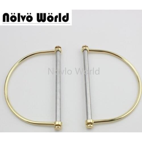 2-10-20 pieces 12X8cm Alumium pipe semicircle light gold metal Big D ring for ladies bags handbags pen handle frame