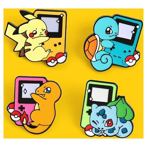 Anime Cartoon Pokemon Enamel Pins Pikachu Gengar Brooches Brooch Bag Clothes Cosmic Badge Collection Jewelry Kid Gift