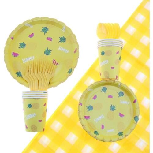 Watermelon Pineapple Theme Kidsbirthday Decoration Baby Shower Birthday Party Decorations Disposable Tableware Party Supplies