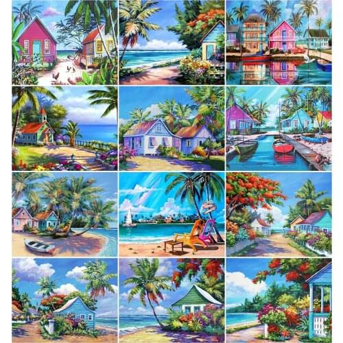 AZQSD 40x50cm Painting By Number Canvas Kits Landscape Decor For Home DIY Adult Coloring By Numbers·House Handpainted Gift