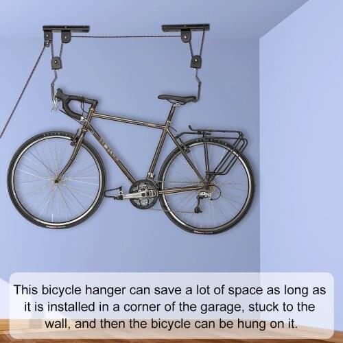 Bike Storage Garage Ceiling Lift Cargo Racks For Bicycle Hanger Mounted Hoist Pulley Rack 45lbs Garage Metal Lift Assemblies