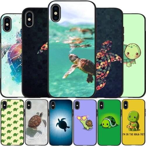 Cute little turtle black Silicone Phone Case For iPhone 12 XR XS Max 5 5S SE 2020 6 6S 7 8 PLUS X 11Pro Max 11 Cover