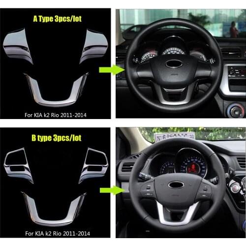 ABS Steering Wheel Decorative Covers Car Stying Sticker For KIA K2 RIO Sedan hatchback 2011 2014 2015-2018 Car-Styling