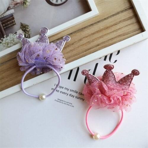 10pcs/lot Kids Hair Rope Hair Bowknot For Children Girls Crown Princess Style Elastic Hairbands Cute Cartoon Hair Accessories