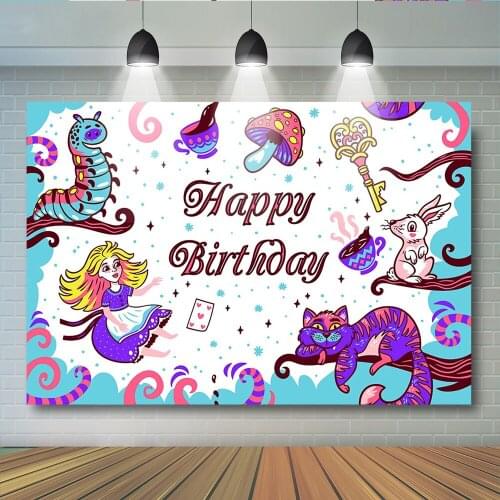 Happy Birthday Background Girl Bunny Magic Adult Kids Birthday Party Photography Backdrop Animals Cat Cartoon Photobooth